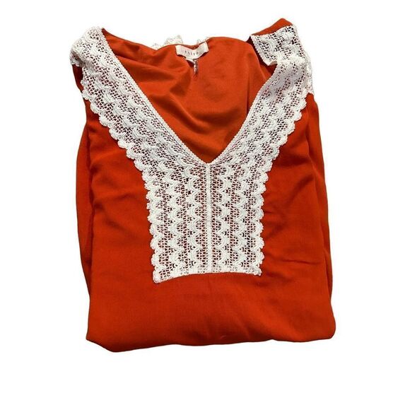 NWOT Entro Long Sleeve Dress Lace Trim Rust Orange Small - Picture 11 of 11